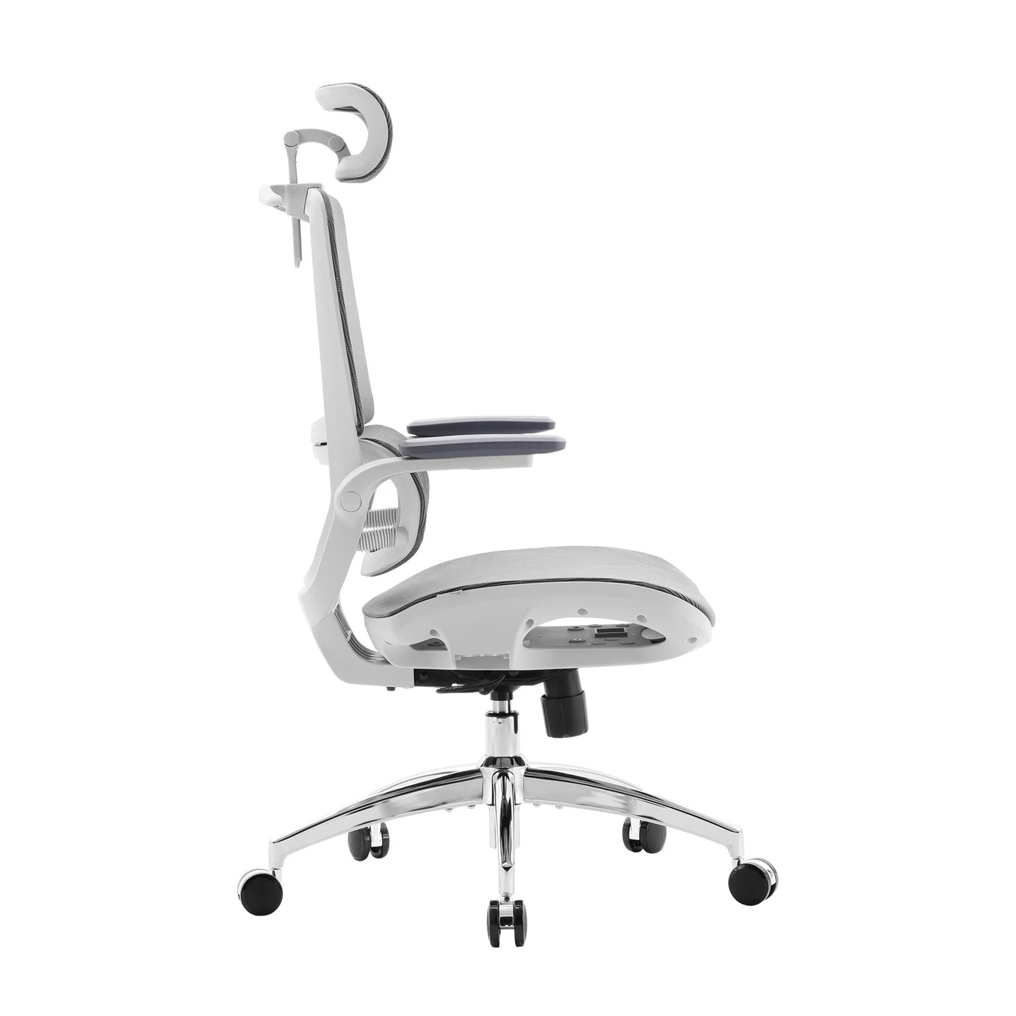 Side view of the gray Sihoo ergonomic chair with mesh backrest and modern design.