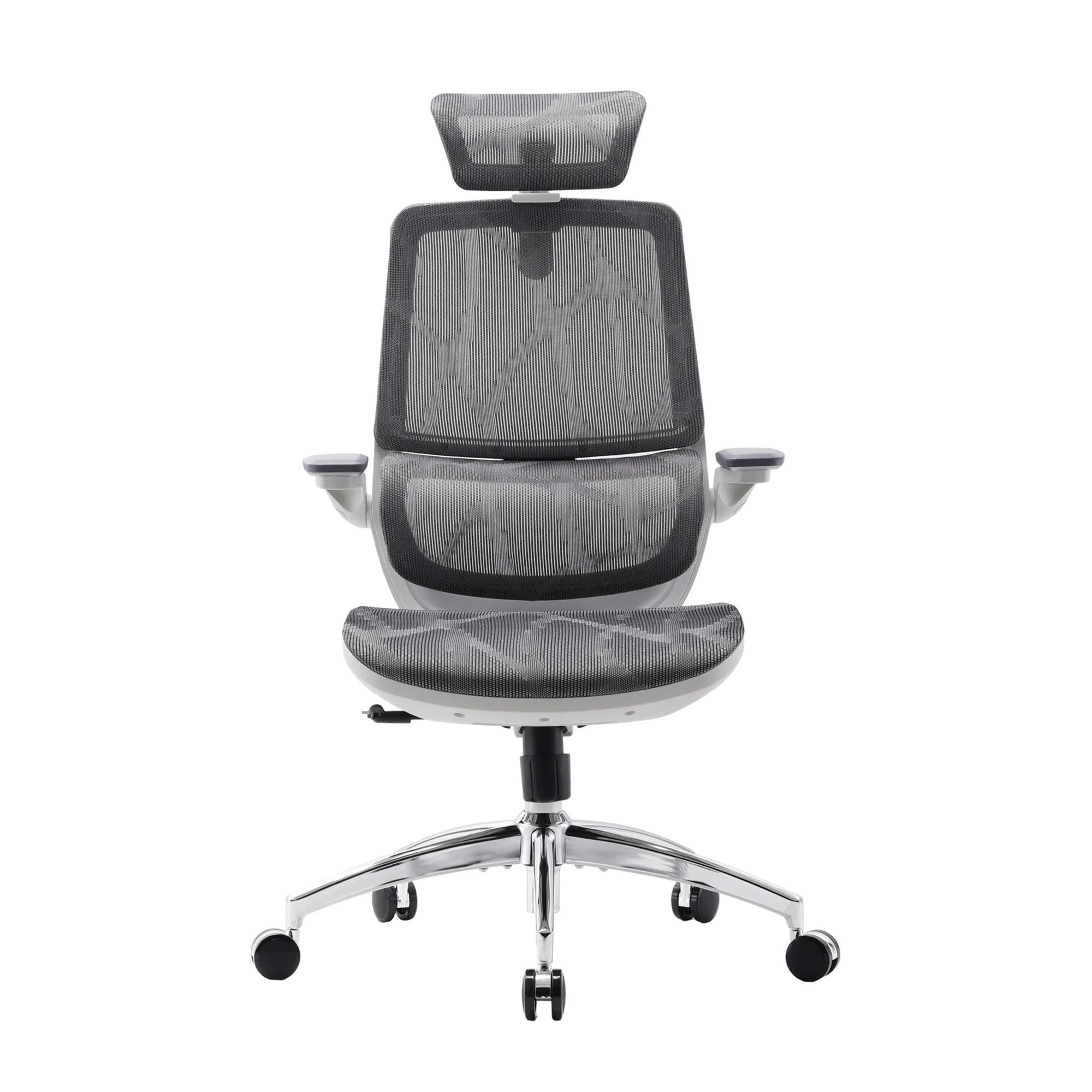 Front view of the white Sihoo M59 Pro ergonomic chair.