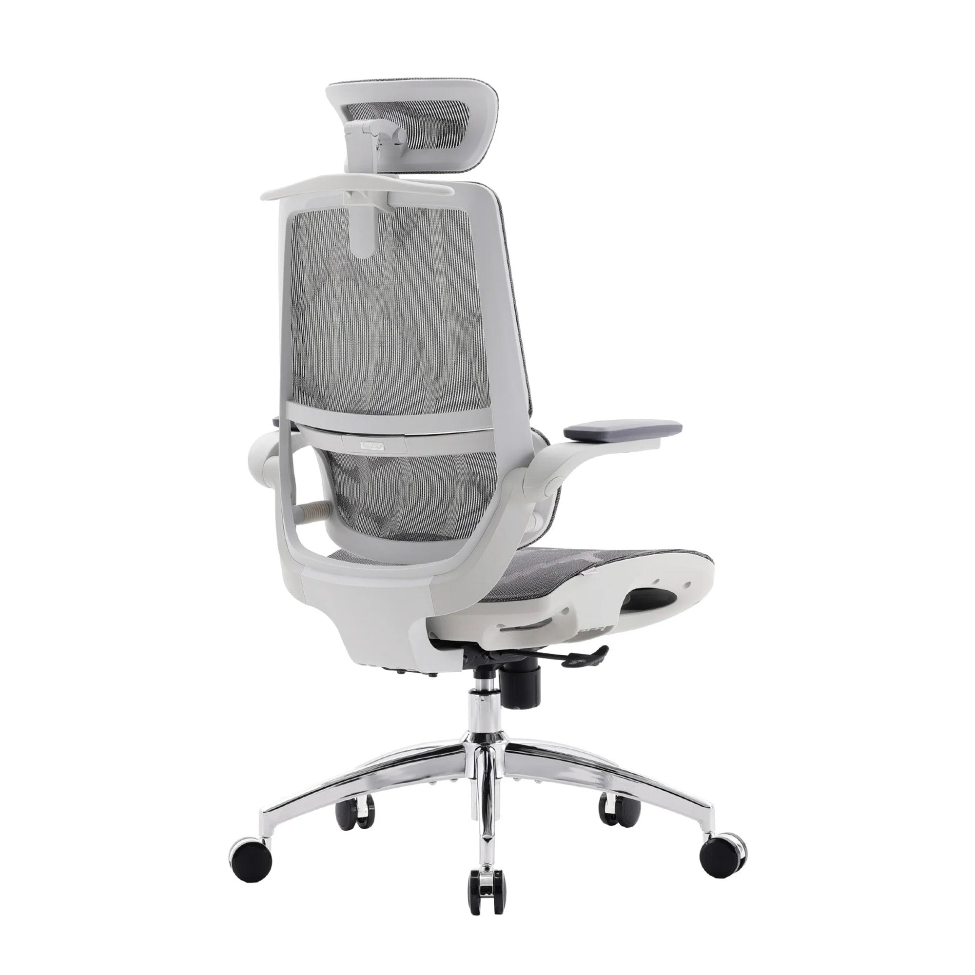 Back view of the white Sihoo M59 Pro ergonomic chair.