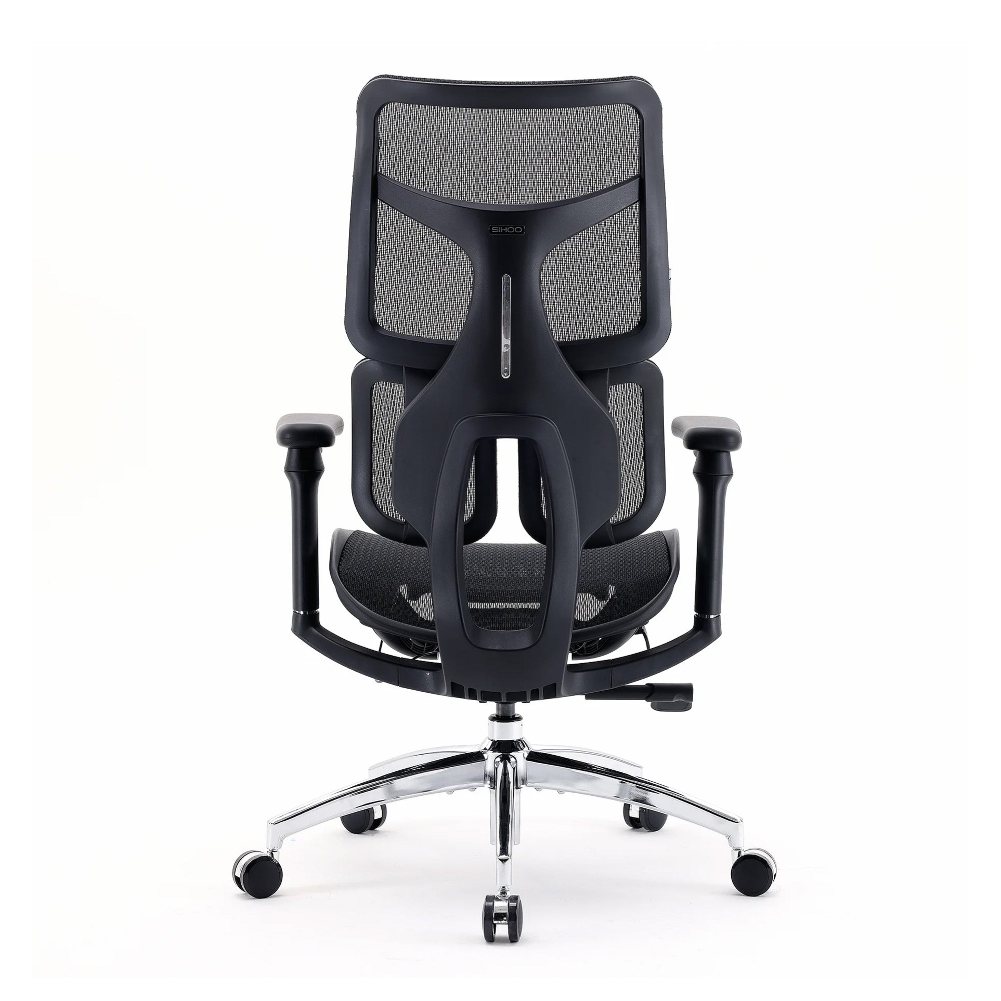 Back view of the black S100 ergonomic chair.