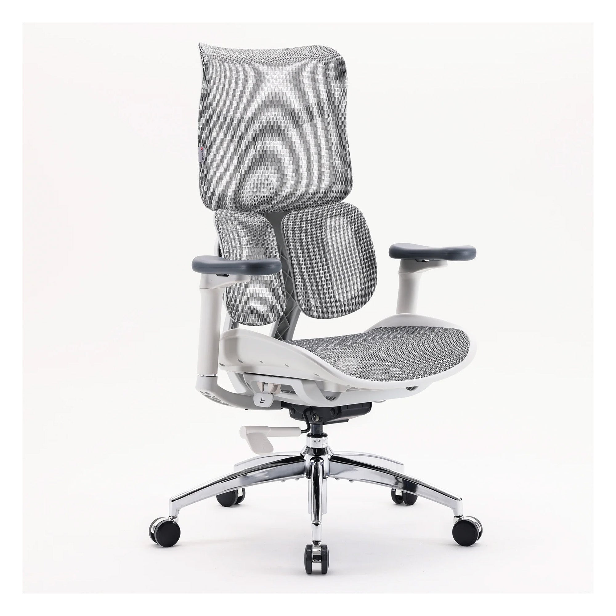 Front side view of the white S100 ergonomic chair.