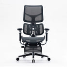 Front view of black Sihoo Doro S300 ergonomic chair in Australia with black frame, cushioned seat, footrest, and adjustable headrest