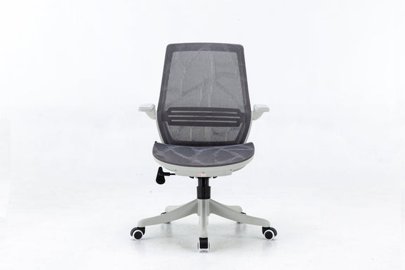 Front view of white Sihoo M59 ergonomic chair in Australia on a white background highlighting mesh back, seat and adjustable support