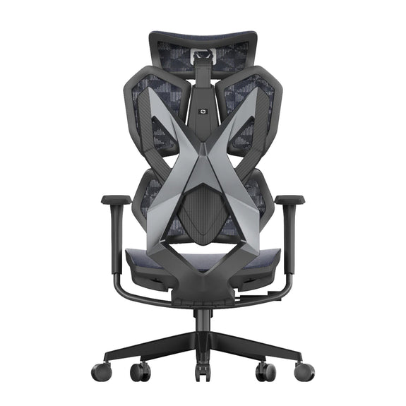 Back view of Xallking X5C ergonomic gaming chair in Australia with grey frame, mesh back, and adjustable support structure on white background
