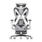 Back view of White Xallking X5 Pro ergonomic gaming chair in Australia with white frame, mesh back, and adjustable support design on white background
