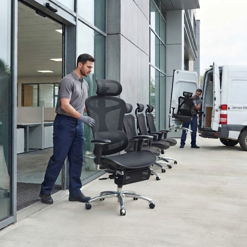 Office chairs being moved out of a workplace